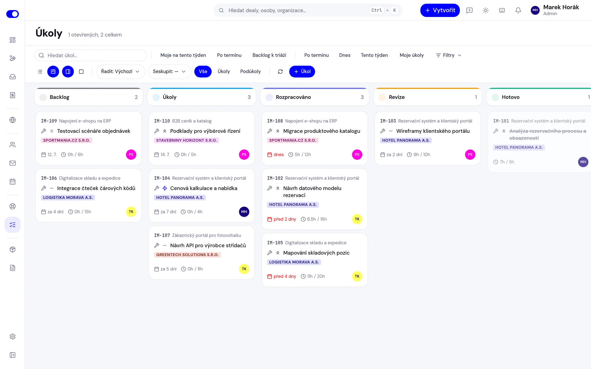 Tareas del equipo del backlog a terminado