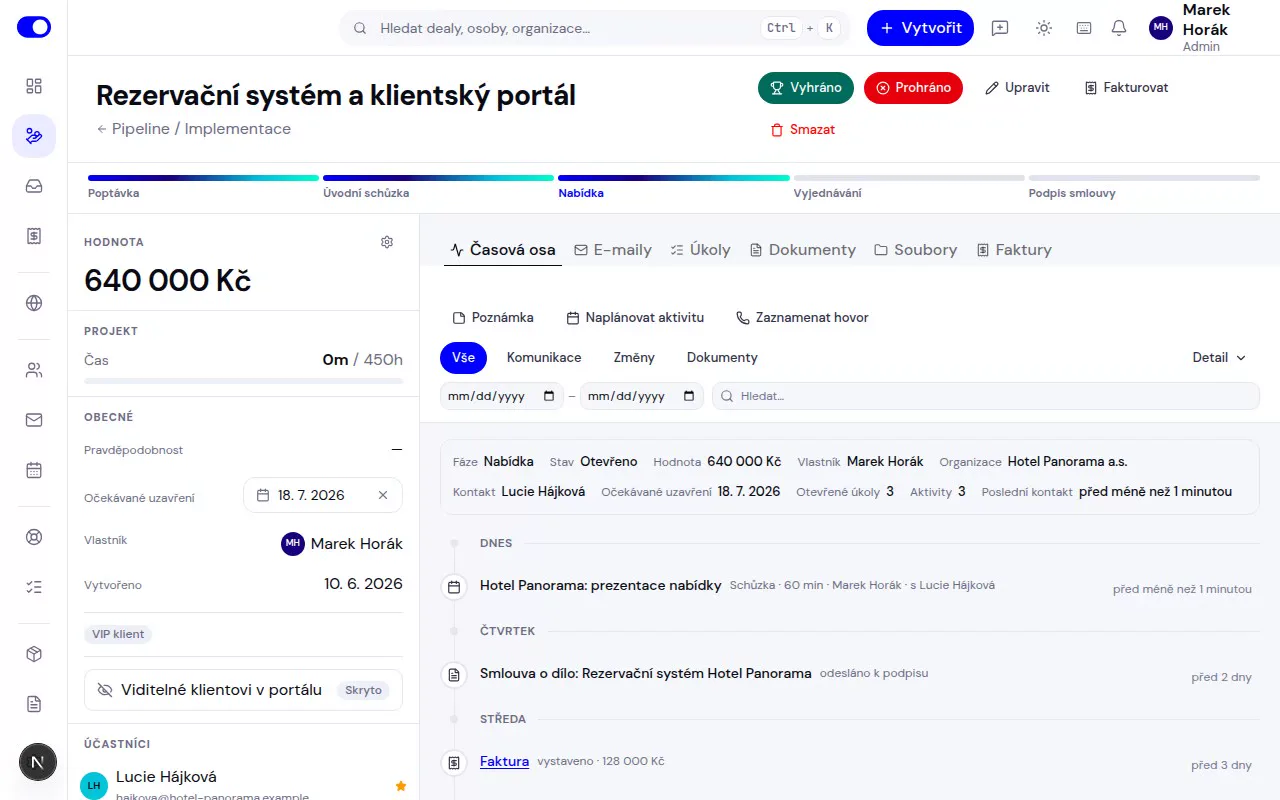 Vše k zakázce na jedné časové ose